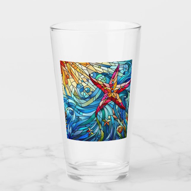 Stained Glass Starfish Seashell Ocean Beachy (Front)