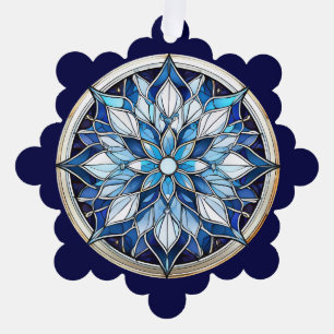 Stained Glass Style Abstract Snow Flake Tree Decoration Card