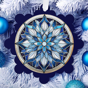 Stained Glass Style Abstract Snow Flake Tree Decoration Card