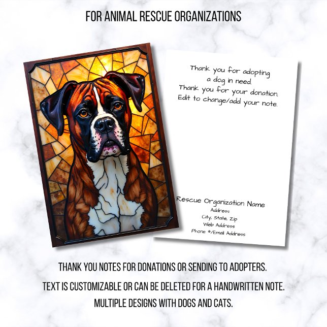 Stained Glass Style Animal Rescue Organization Thank You Card (Creator Uploaded)