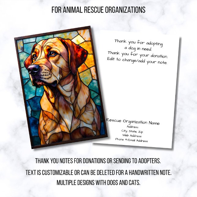 Stained Glass Style Animal Rescue Organization Thank You Card (Creator Uploaded)