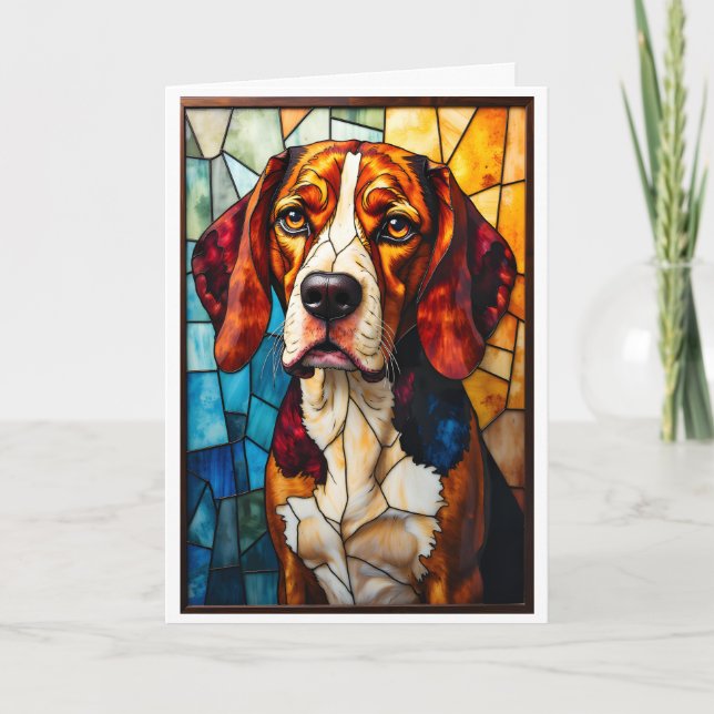 Stained Glass Style Beagle Hound Dog  Card (Front)