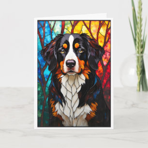 Stained Glass Style Bernese Mountain Dog Card