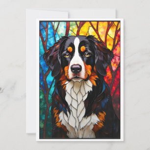 Stained Glass Style Bernese Mountain Dog Card