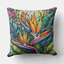 Stained glass style bird of paradise