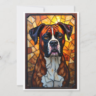 Stained Glass Style Boxer Dog  Card