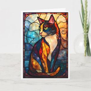 Stained Glass Style Charming Calico Card