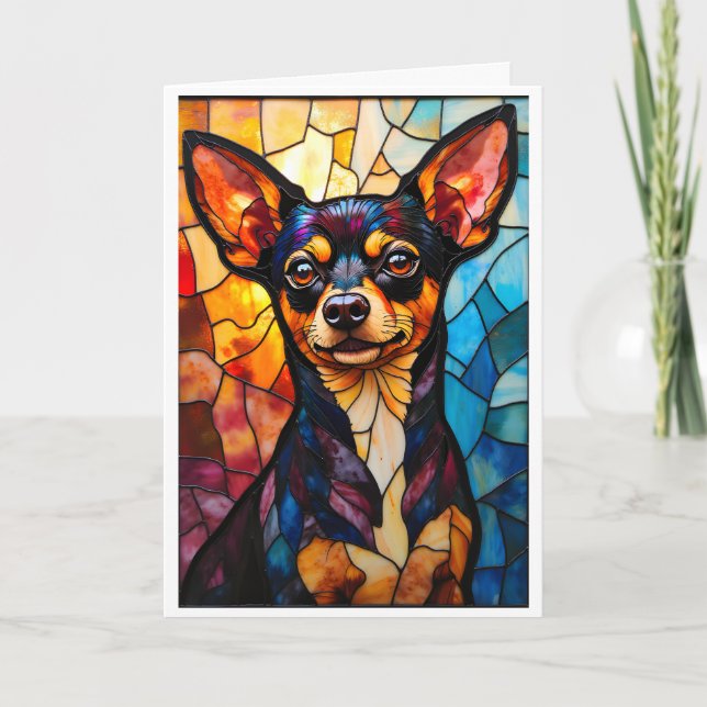 Stained Glass Style Chihuahua Dog Card (Front)