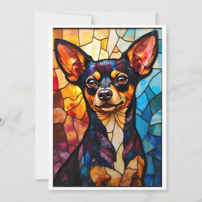 Stained Glass Style Chihuahua Dog Card (Front)