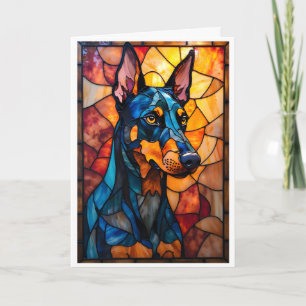 Stained Glass Style Doberman Dog Card