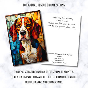 Stained Glass Style Dog Rescue Organization Thank You Card