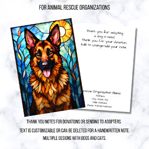 Stained Glass Style Dog Rescue Organization Thank You Card