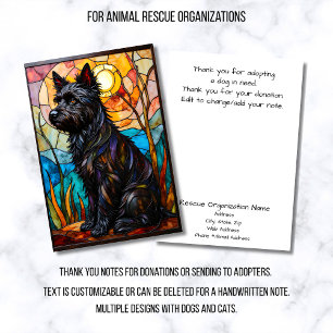 Stained Glass Style Dog Rescue Organization Thank You Card