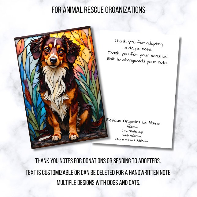 Stained Glass Style Dog Rescue Organization Thank You Card (Creator Uploaded)