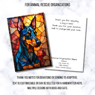 Stained Glass Style Dog Rescue Organization Thank You Card