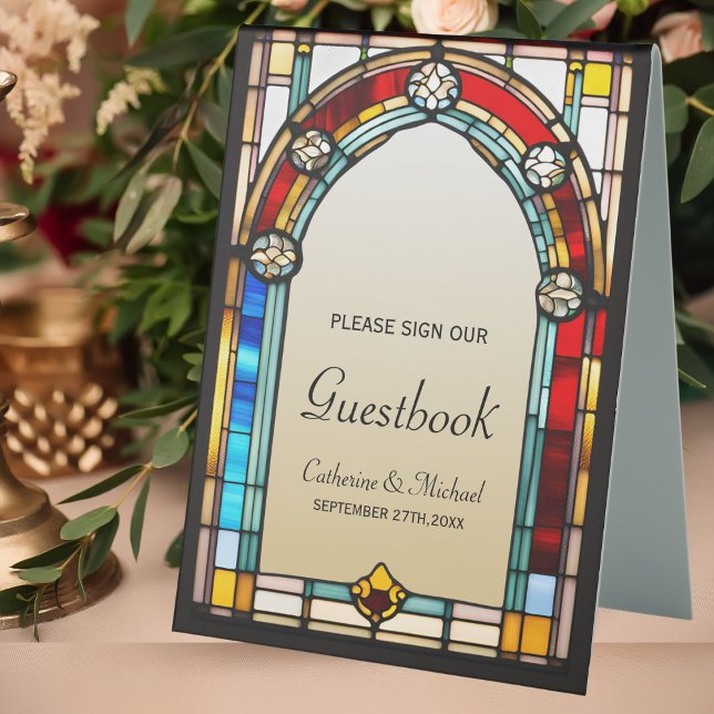 Stained Glass Style Guestbook Sign Unique Wedding (Creator Uploaded)