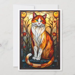 Stained Glass Style Handsome Orange Cat Card