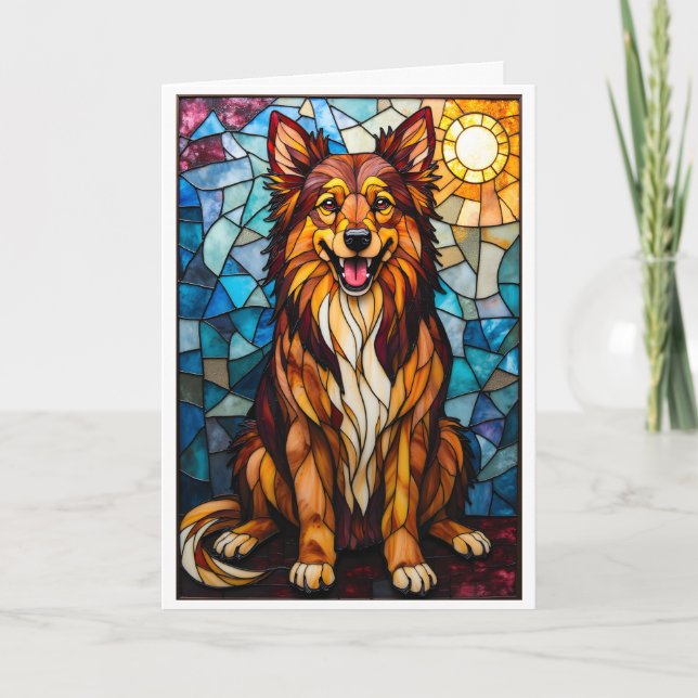 Stained Glass Style Mixed Breed Dog  Card (Front)