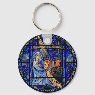 Stained Glass Style Nativity Key Ring
