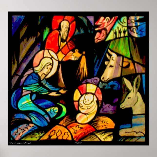 Stained Glass Style Nativity Poster (Front)