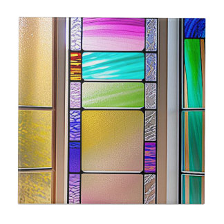 Stained glass style pattern ceramic tile
