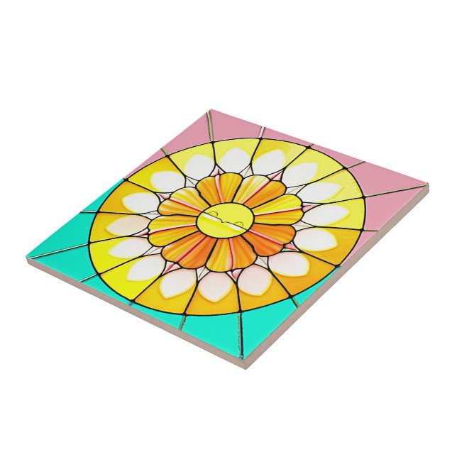 Stained glass style pattern ceramic tile (Side)
