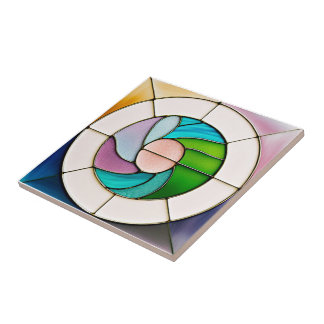 Stained glass style pattern ceramic tile