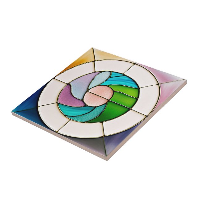 Stained glass style pattern ceramic tile (Side)