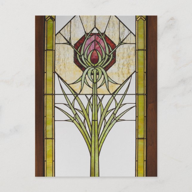 Stained Glass Stylised Thistle Geometric Shapes Postcard (Front)