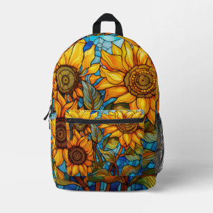 Stained Glass Sunflowers Printed Backpack