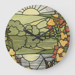 Stained Glass Sunrise Large Clock