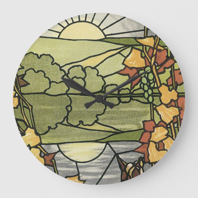 Stained Glass Sunrise Large Clock (Front)