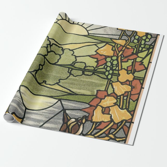 Stained Glass Sunrise Wrapping Paper (Unrolled)