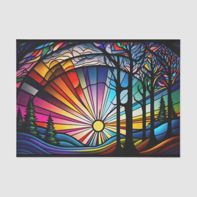 Stained Glass Sunset Tissue Paper (Front)