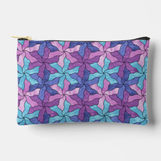Stained Glass Tessellated Flowers Accessory Pouch
