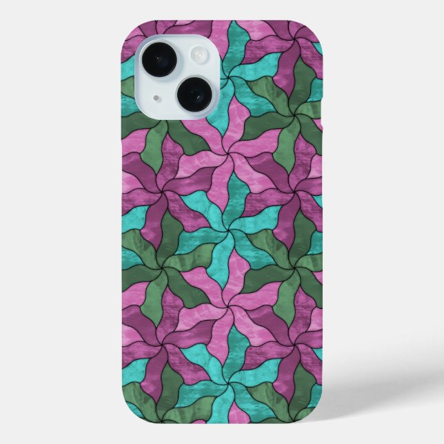 Stained Glass Tessellated Flowers Case-Mate iPhone Case (Back)