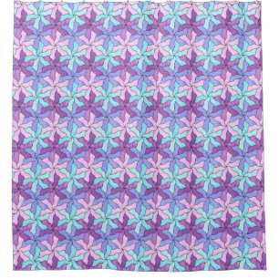 Stained Glass Tessellated Flowers Shower Curtain