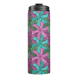 Stained Glass Tessellated Flowers Thermal Tumbler