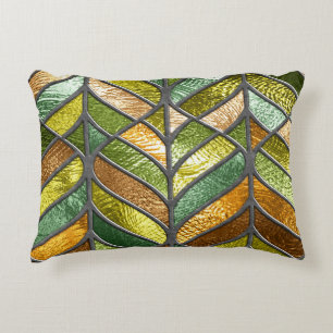 Stained Glass Texture: Colourful 3D Elegance. Decorative Cushion