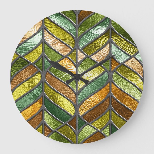 Stained Glass Texture: Colourful 3D Elegance. Large Clock (Front)