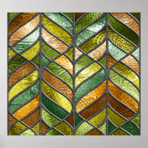 Stained Glass Texture: Colourful 3D Elegance. Poster
