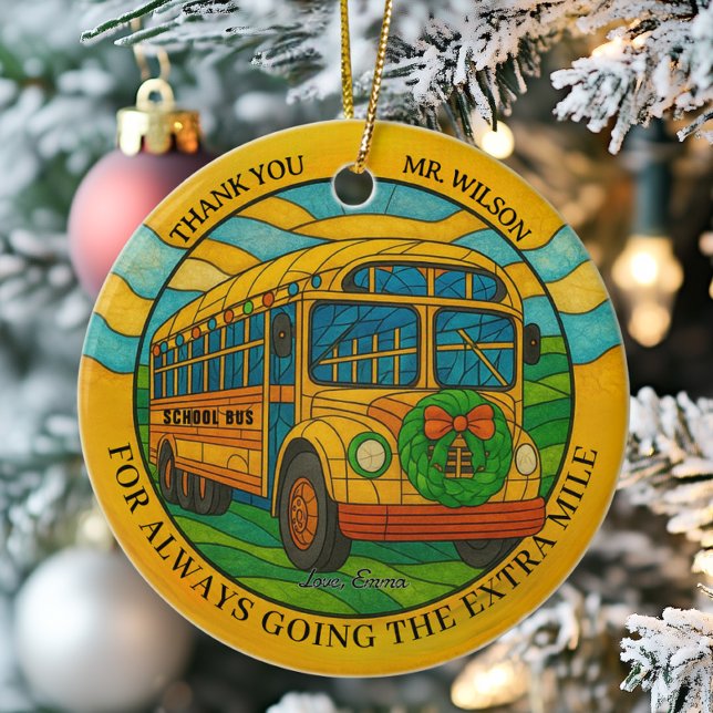 Stained Glass Thank You Gift for Bus Drivers  Ceramic Ornament (Creator Uploaded)