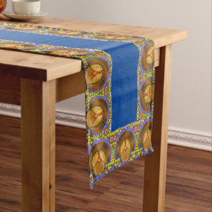 Stained Glass Thanksgiving Turkey  16" x 108" Long Table Runner