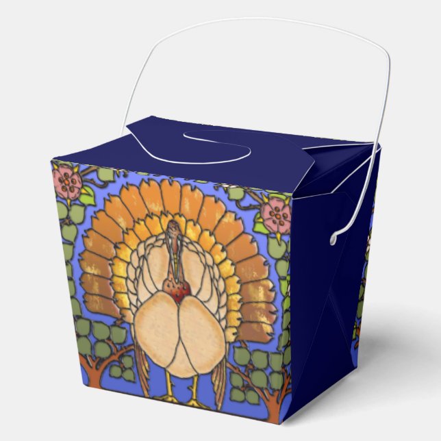 Stained Glass Thanksgiving Turkey Takeout  Favour Box (Front)