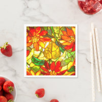 Stained glass tiffany look winter floral red green
