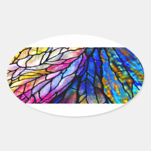 Stained Glass, Tiffany - Style,  Oval Sticker