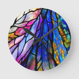 Stained Glass, Tiffany - Style,  Round Clock