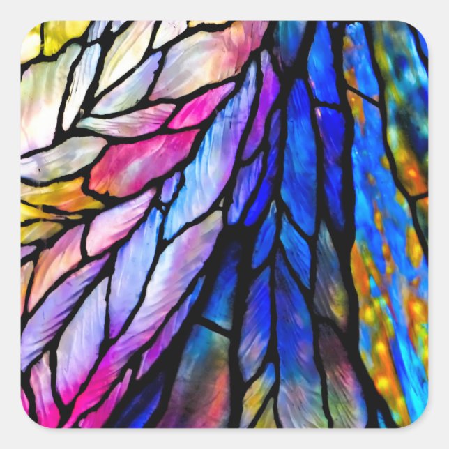 Stained Glass, Tiffany - Style,  Square Sticker (Front)