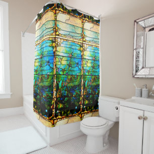 Stained glass tiffany window starfish sea shower curtain