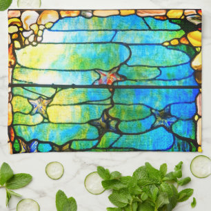 Stained glass tiffany window starfish sea tea towel